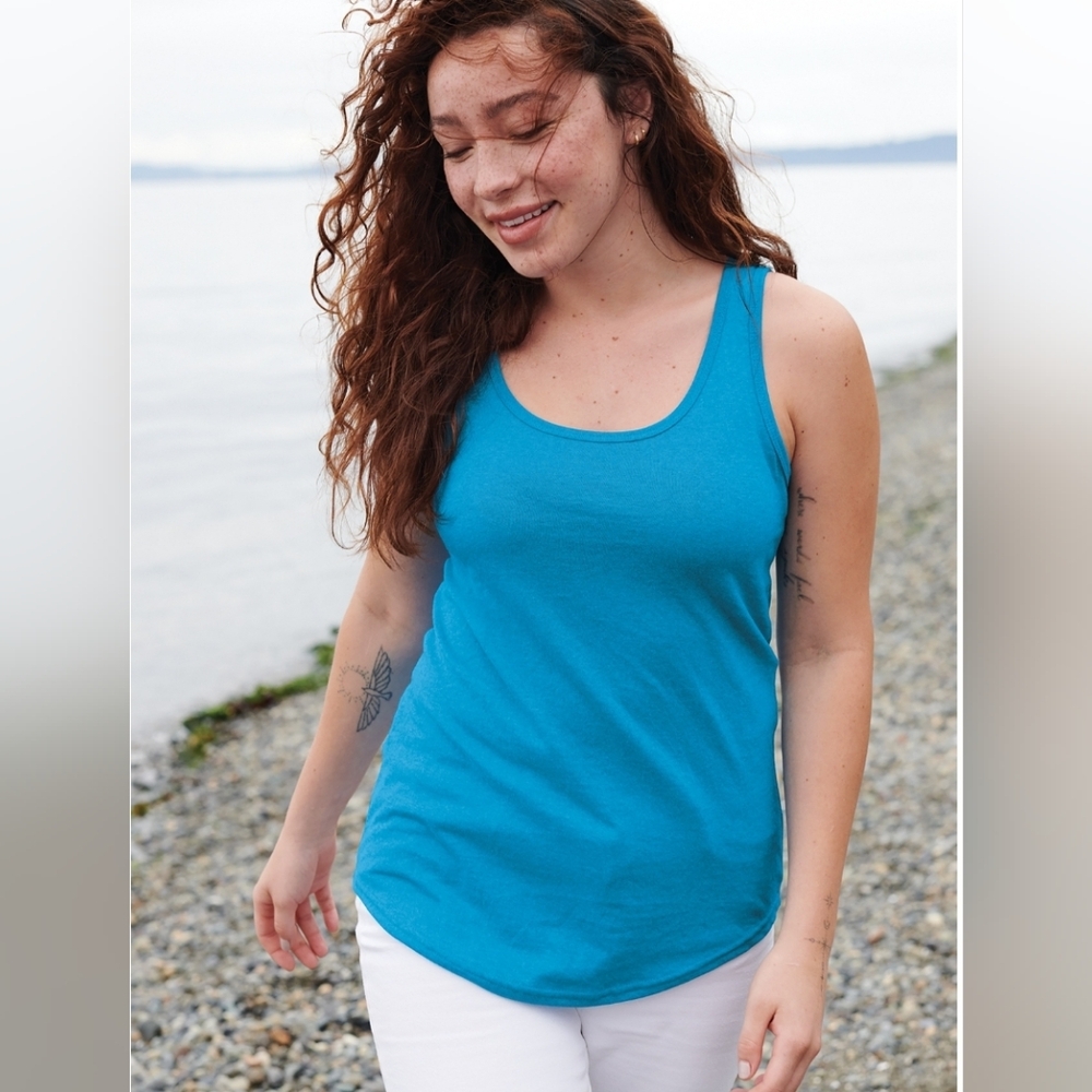 NWT Port And Co. White Tank Top. Comfy Cotton - Picture 5 of 7